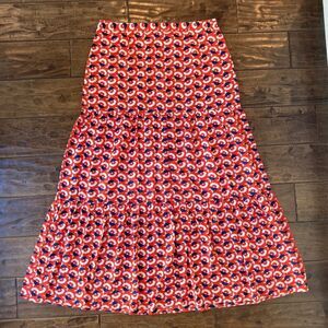 Boden Thea Maxi Skirt Tiered Long Boho Red Floral Women's 12R 100% Cotton